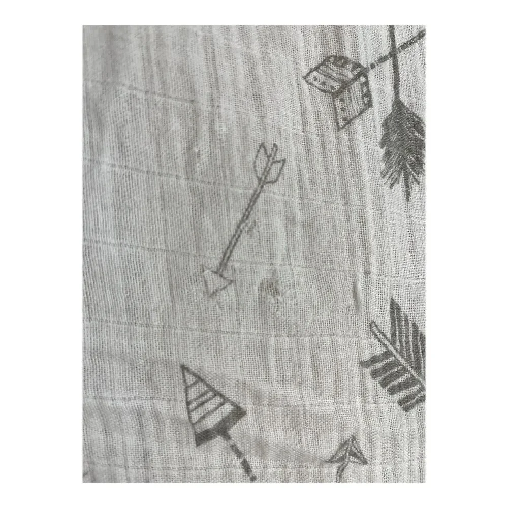 Tippy & Toes White Arrow Print Muslin Swaddle Baby Blanket Bamboo Cotton